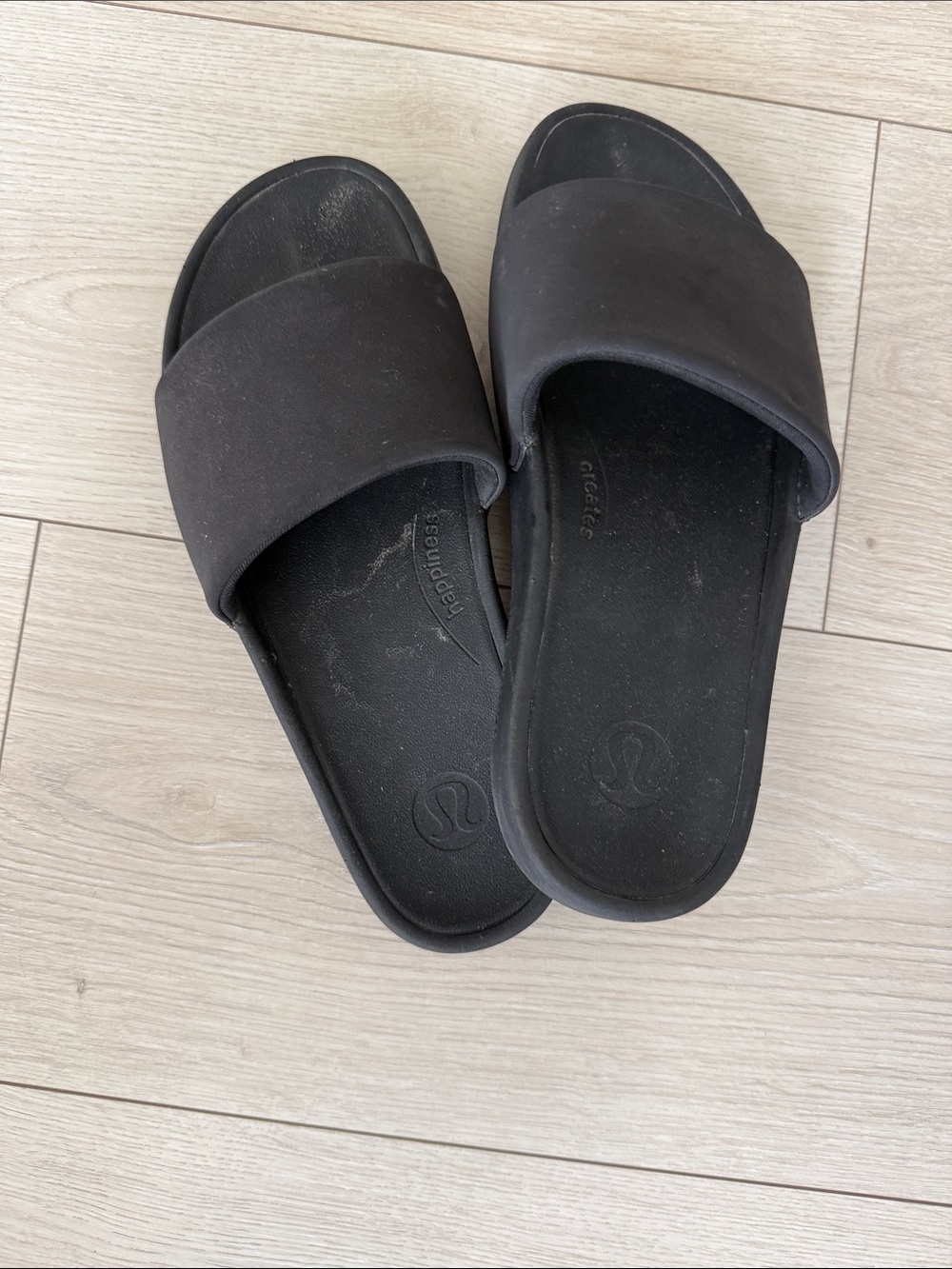 lululemon athletica women’s Black Slide Sandals with Wide Strap